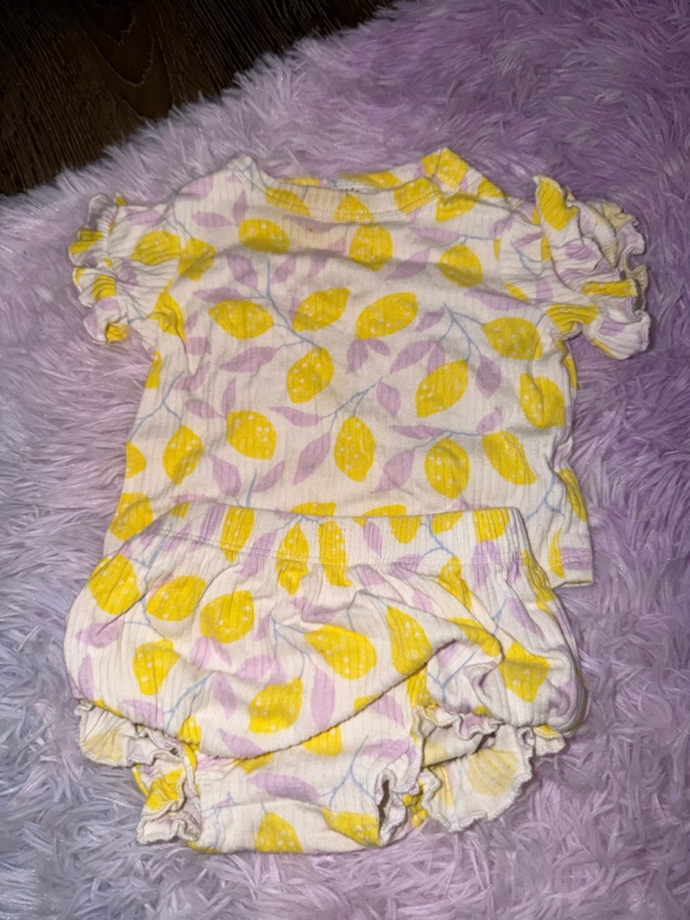 Cat & Jack Baby Two-Piece Lemon Print Set - Yellow & Light Purple